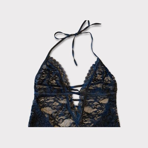 Black Lace Mini Open Exposed Sheer Back Lingerie - Picture 9 of 11